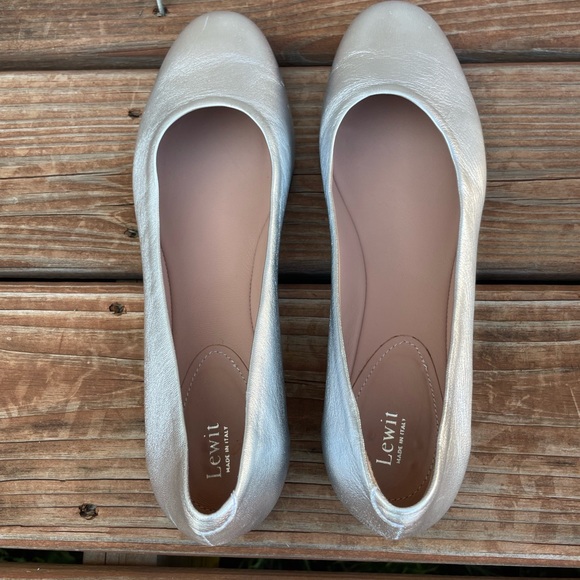 LEWIT LEA METALLIC SILVER BALLERINA FLAT LEATHER WOMEN’s Size 41 - Picture 5 of 8